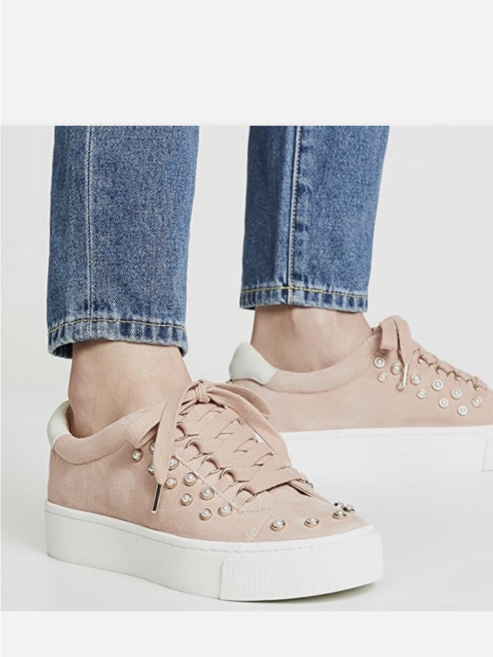 Joie Blush Pink Stud-Embellished Platform Sneakers